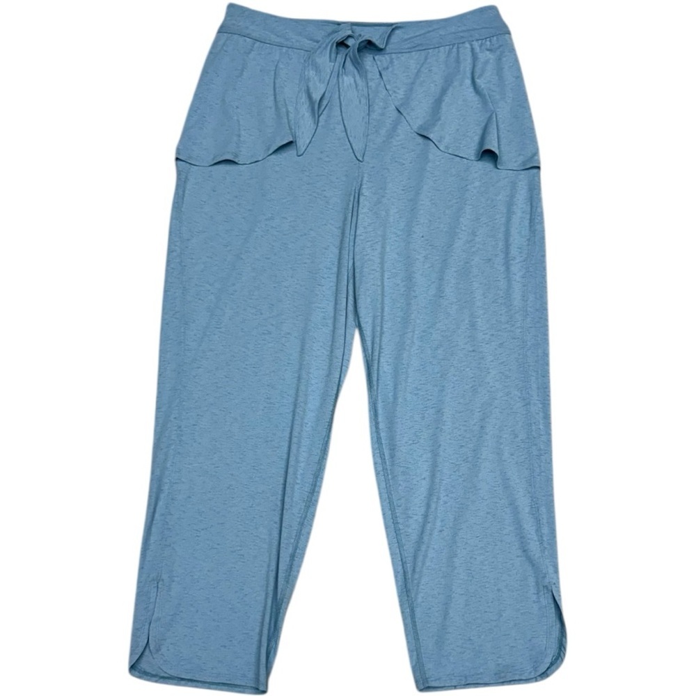 FP Movement Blue Wide Leg Lounge Pants with Tie Waist, Size Large